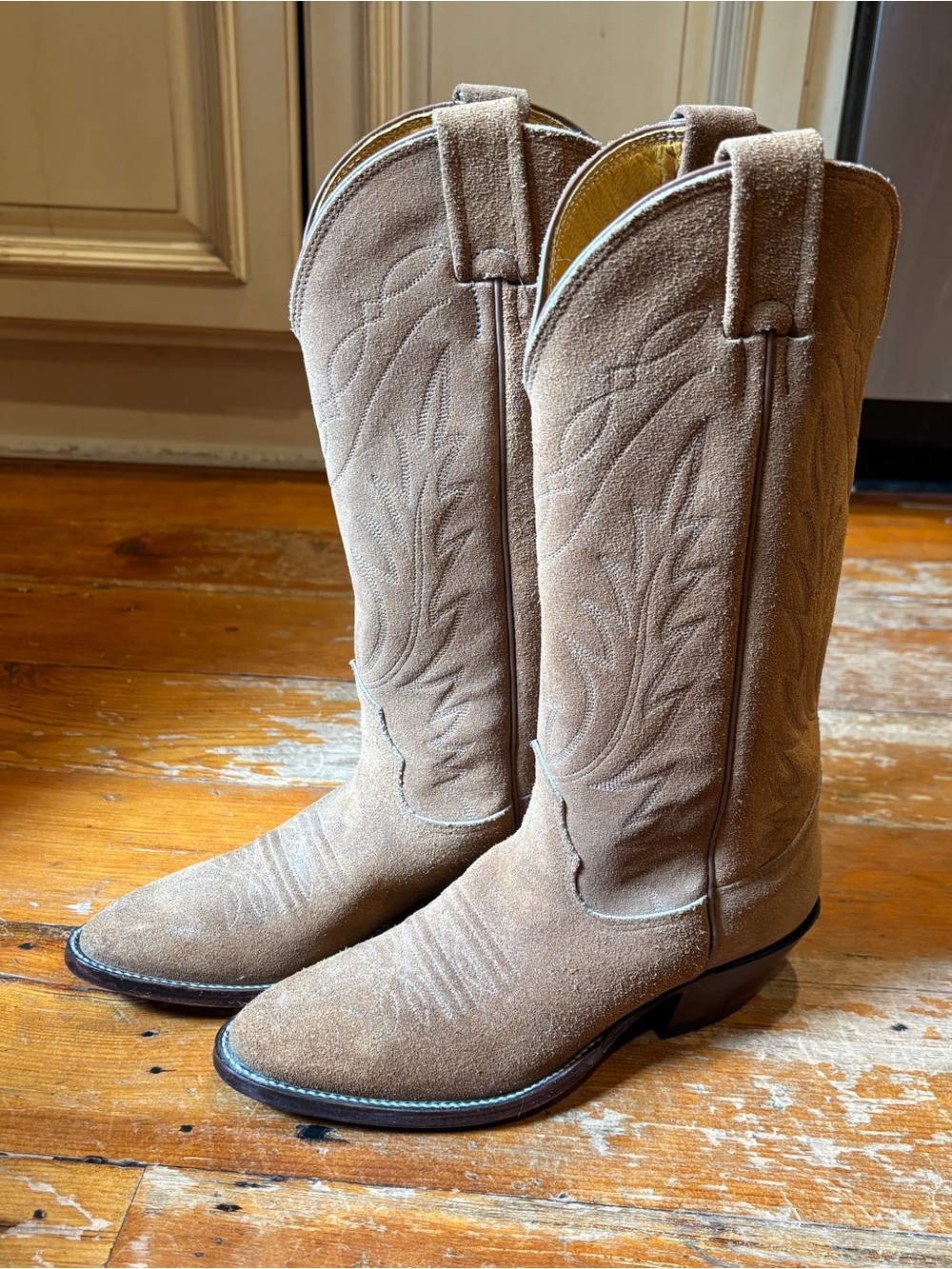Nocona Tan Suede Western Cowboy Boots Women's US 5C Tan Suede, MPN 7047